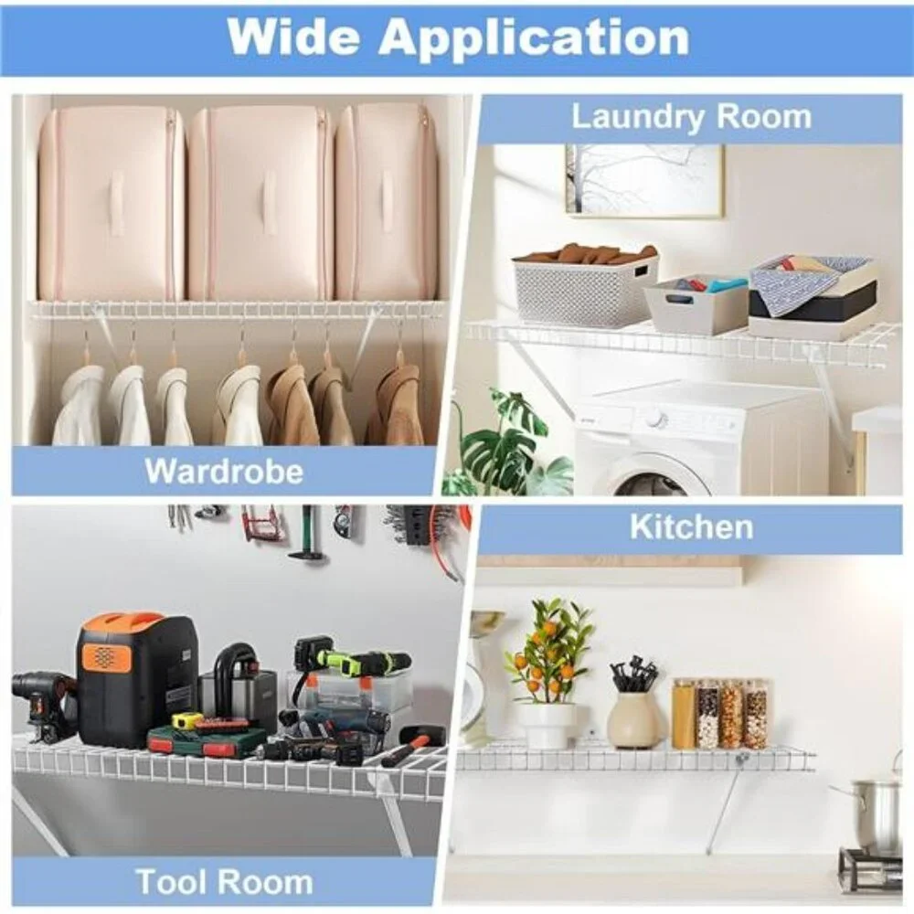 Wire Shelf Brackets 8 Pack 12 Inch Metal Closet Support with Clips and End Brack